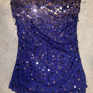 Blue Sequin Sleeveless Top